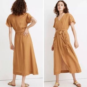 Madewell Linen-Blend Dolman-Sleeve Midi Dress